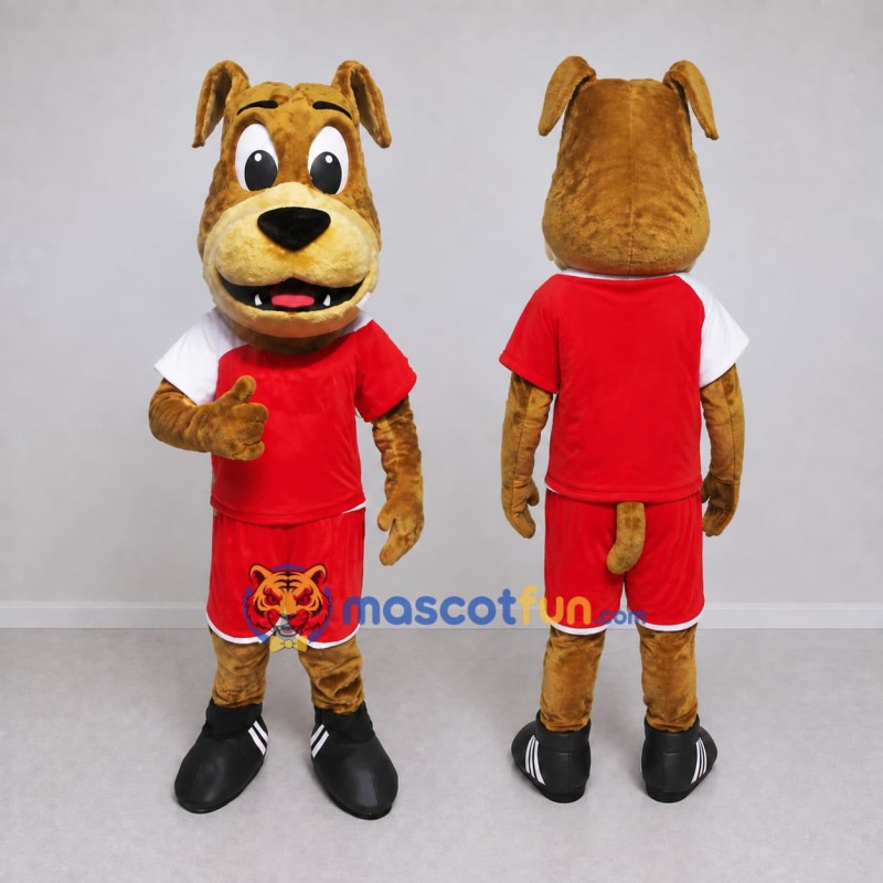 Custom Brown Red and White Dog Mascot Costume Adult Full Body Suit for Sports Events