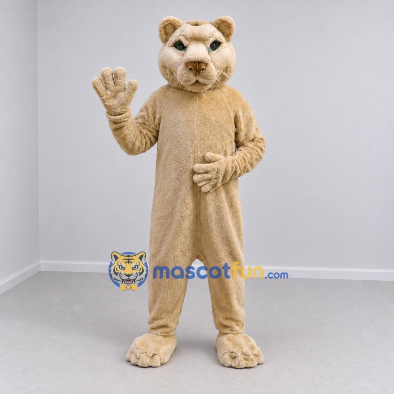 Custom Cream Cougar Mascot Costume Adult Full Body Suit for Wildlife Events
