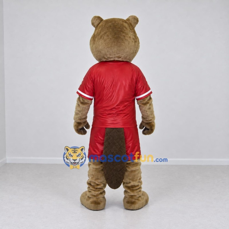 Custom Brown and Red Beaver Mascot Costume Adult Full Body Suit for Sports Events Custom Brown and Red Beaver Mascot Costume Adult Full Body Suit for Sports Events
