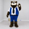 Custom Brown Blue and White Bear Mascot Costume Adult Full Body Suit for Themed Events