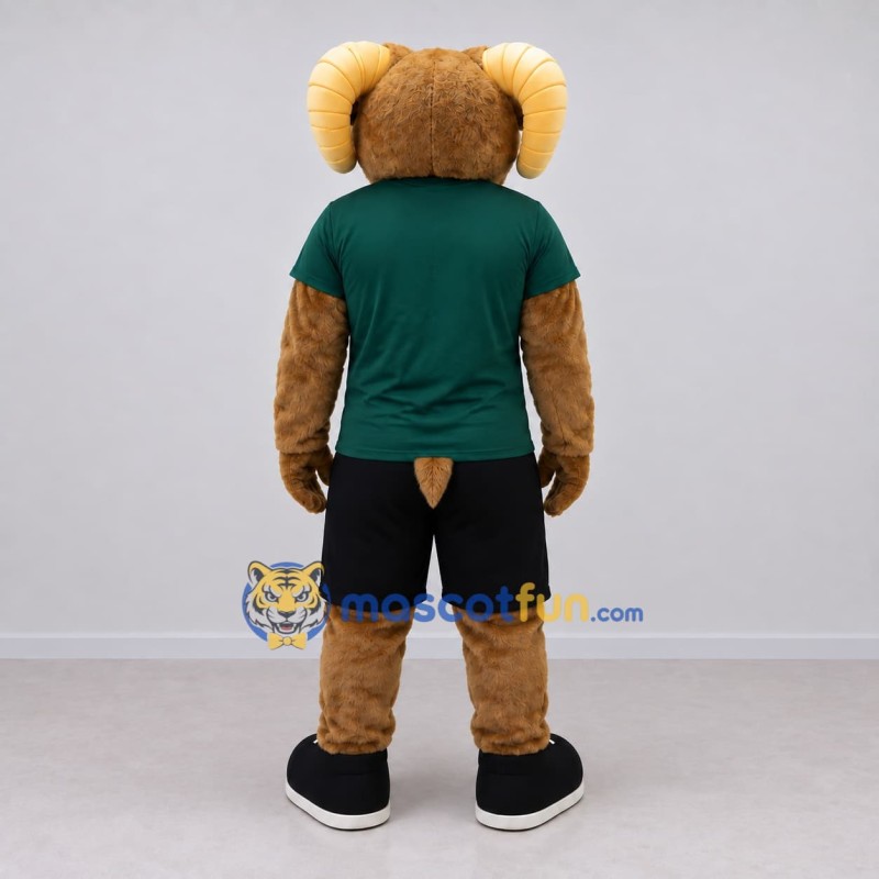 Custom Brown Green and Black Ram Mascot Costume Adult Full Body Suit for Sports Events