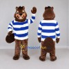 Custom Brown Blue and White Beaver Mascot Costume Adult Full Body Suit for School Events Custom Brown Blue and White Beaver Mascot Costume Adult Full Body Suit for School Events