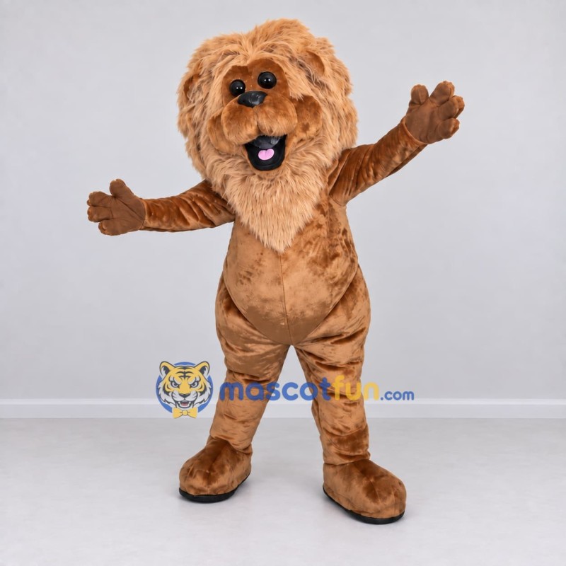 Custom Golden Brown Lion Mascot Costume Adult Full Body Suit for School Events Custom Golden Brown Lion Mascot Costume Adult Full Body Suit for School Events