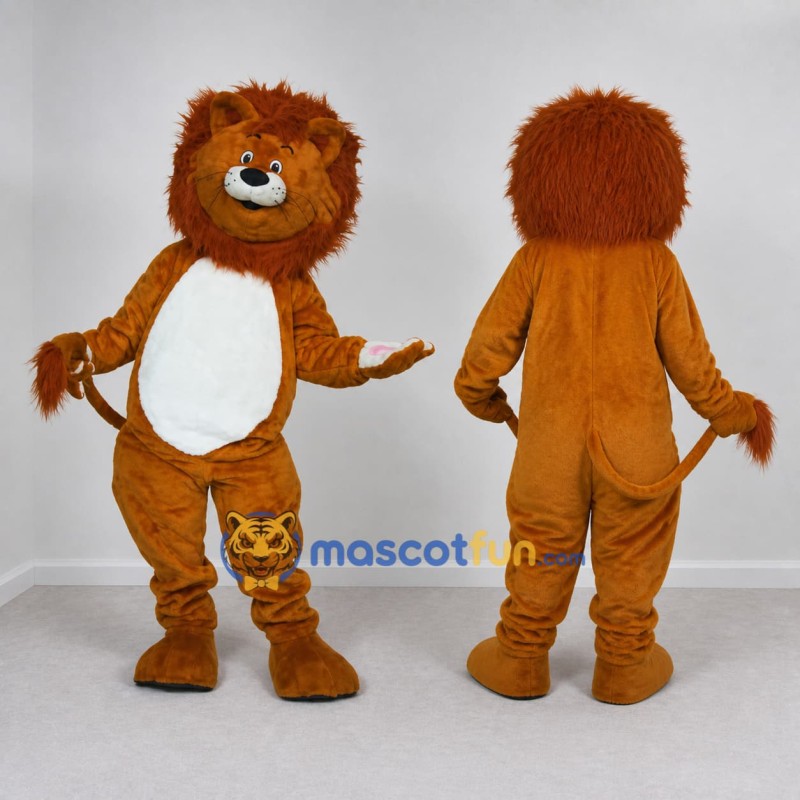 Custom Brown and White Lion Mascot Costume Adult Full Body Suit for School Events Custom Brown and White Lion Mascot Costume Adult Full Body Suit for School Events