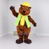 Custom Brown Green and Yellow Construction Bear Mascot Costume Adult Full Body Suit for Community Events