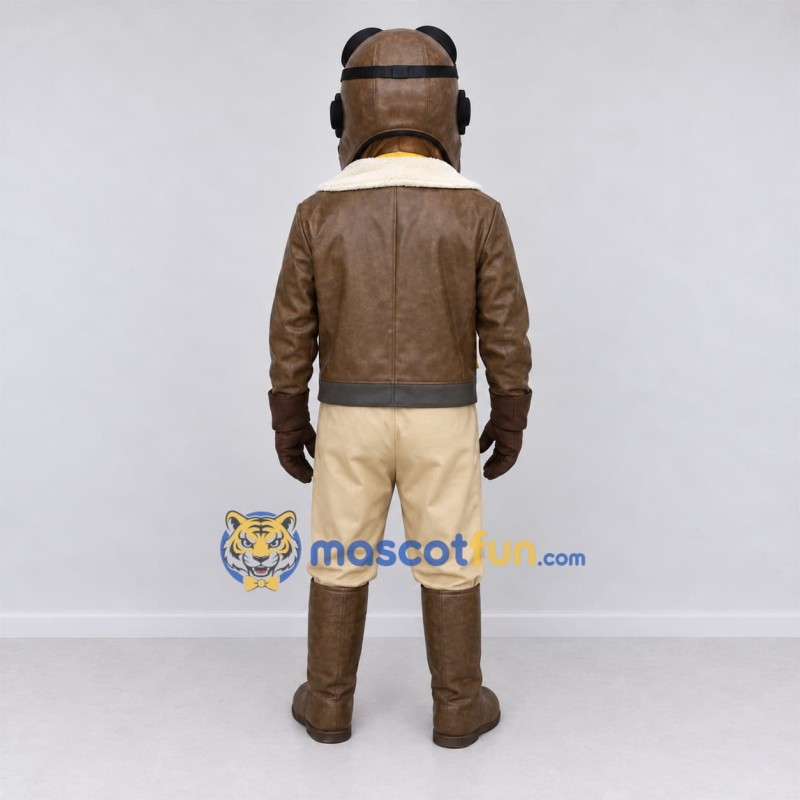 Custom Brown and Yellow Aviator Mascot Costume Adult Full Body Suit for Aviation Events Custom Brown and Yellow Aviator Mascot Costume Adult Full Body Suit for Aviation Events