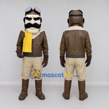 Custom Brown and Yellow Aviator Mascot Costume Adult Full Body Suit for Aviation Events