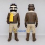 Custom Brown and Yellow Aviator Mascot Costume Adult Full Body Suit for Aviation Events