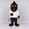 Custom Dark Brown and White Beaver Mascot Costume Adult Full Body Suit for School Events