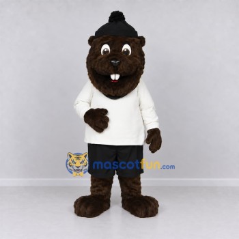 Custom Dark Brown and White Beaver Mascot Costume Adult Full Body Suit for School Events Custom Dark Brown and White Beaver Mascot Costume Adult Full Body Suit for School Events