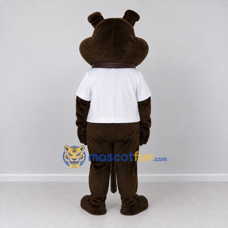 Custom Brown and White Dog with Bow Tie Mascot Costume Adult Full Body Suit for Pet Events Custom Brown and White Dog with Bow Tie Mascot Costume Adult Full Body Suit for Pet Events