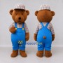 Custom Brown and Blue Teddy Bear in Overalls Mascot Costume Adult Full Body Suit for Children's Events