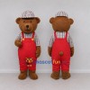 Custom Brown and Red Teddy Bear in Overalls Mascot Costume Adult Full Body Suit for Children's Events Custom Brown and Red Teddy Bear in Overalls Mascot Costume Adult Full Body Suit for Children's Events