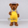 Custom Brown and Yellow Teddy Bear in Overalls Mascot Costume Adult Full Body Suit for Children's Events Custom Brown and Yellow Teddy Bear in Overalls Mascot Costume Adult Full Body Suit for Children's Events