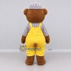 Custom Brown and Yellow Teddy Bear in Overalls Mascot Costume Adult Full Body Suit for Children's Events Custom Brown and Yellow Teddy Bear in Overalls Mascot Costume Adult Full Body Suit for Children's Events