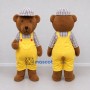 Custom Brown and Yellow Teddy Bear in Overalls Mascot Costume Adult Full Body Suit for Children's Events