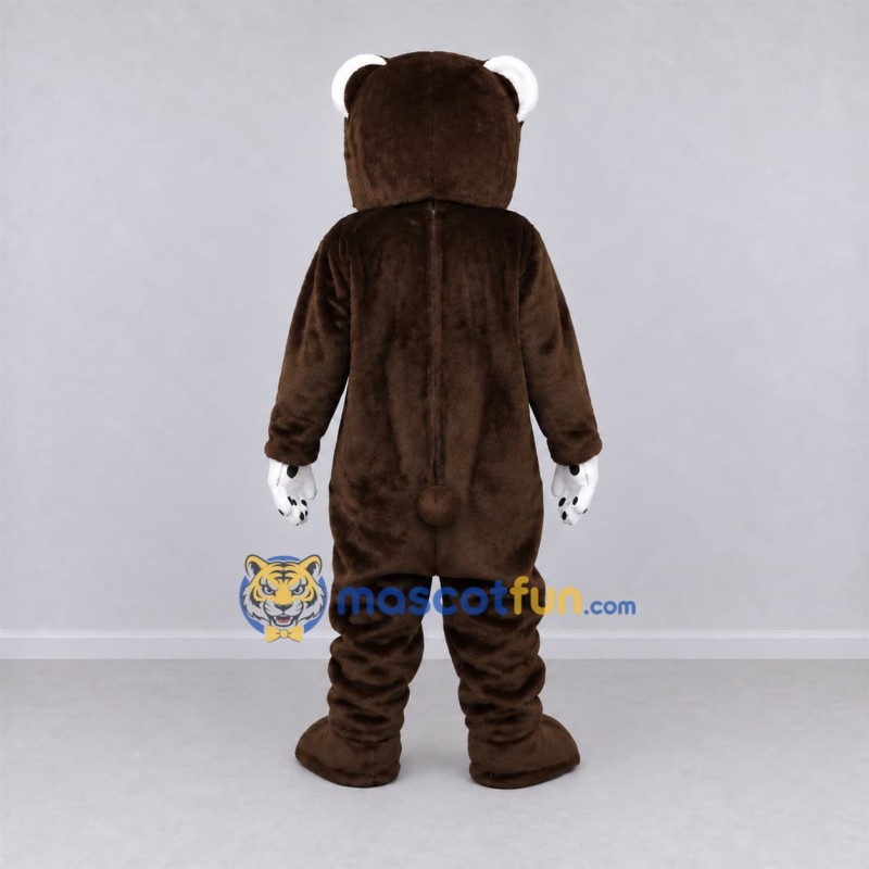Custom Brown and White Bear with Bow Tie Mascot Costume Adult Full Body Suit for Children's Parties Custom Brown and White Bear with Bow Tie Mascot Costume Adult Full Body Suit for Children's Parties
