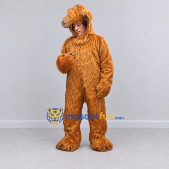 Custom Golden Brown Hooded Bear Mascot Costume Adult Full Body Suit for Costume Parties Custom Golden Brown Hooded Bear Mascot Costume Adult Full Body Suit for Costume Parties