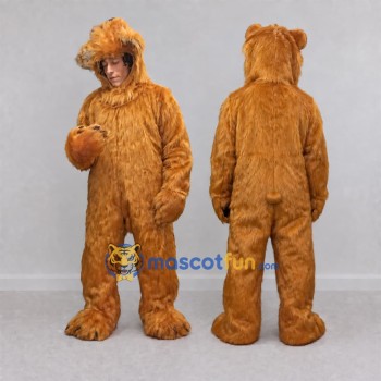 Custom Golden Brown Hooded Bear Mascot Costume Adult Full Body Suit for Costume Parties