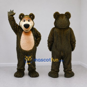 Custom Dark Brown and Tan Bear Mascot Costume Adult Full Body Suit for School Events