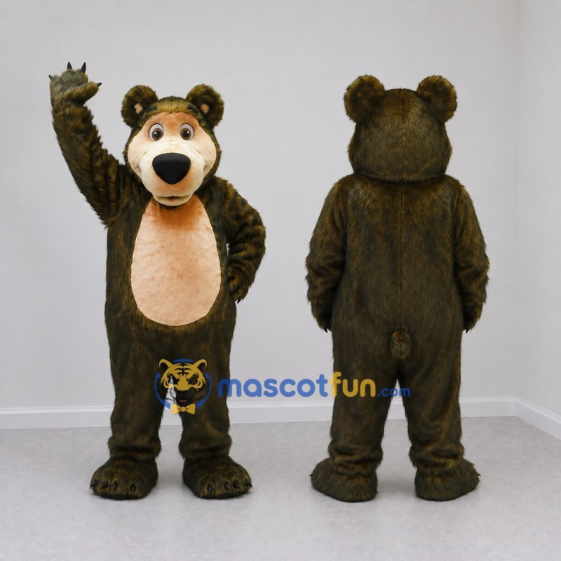 Custom Dark Brown and Tan Bear Mascot Costume Adult Full Body Suit for School Events