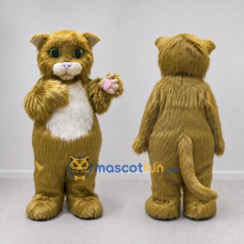 Custom Golden Brown and White Cat Mascot Costume Adult Full Body Suit for Pet Events