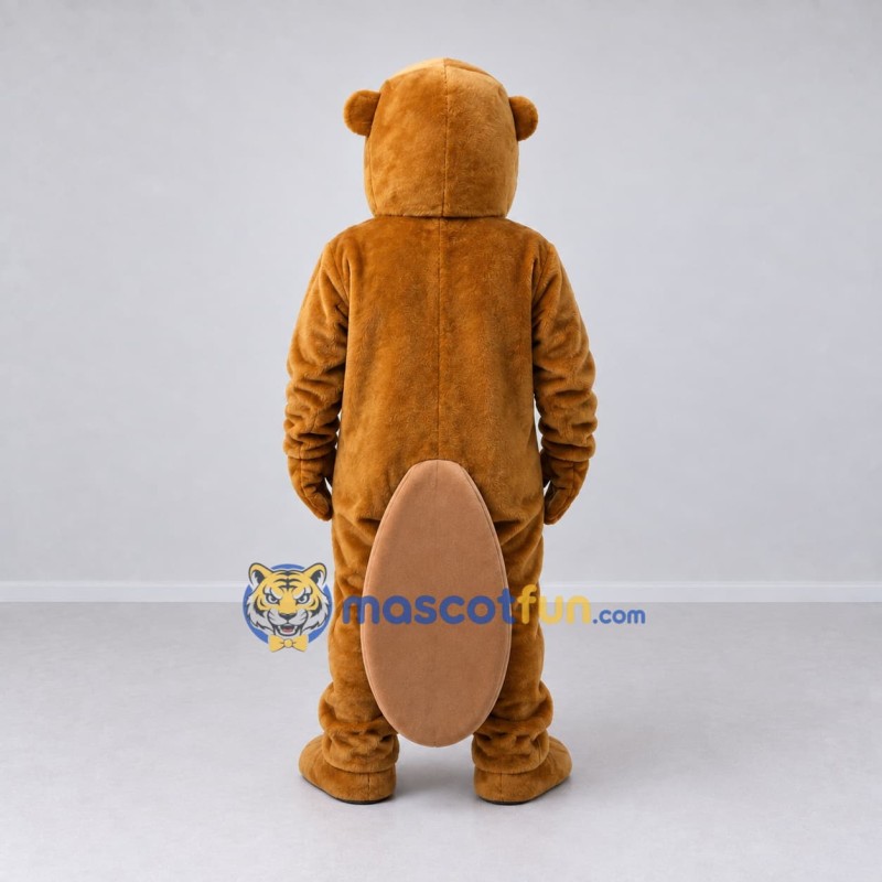Custom Golden Brown Beaver Mascot Costume Adult Full Body Suit for School Events