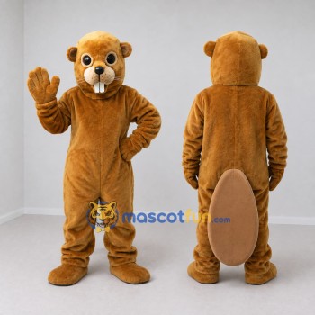 Custom Golden Brown Beaver Mascot Costume Adult Full Body Suit for School Events
