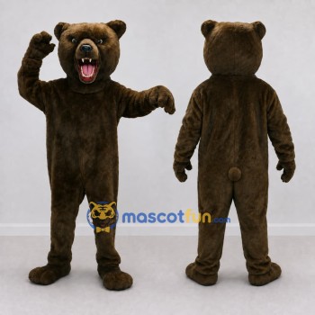 Custom Dark Brown Roaring Bear Mascot Costume Adult Full Body Suit for Sports Events