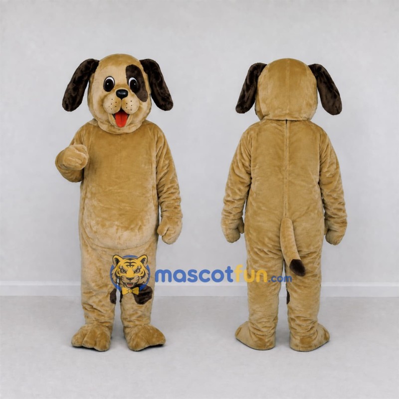 Custom Tan and Black Dog Mascot Costume Adult Full Body Suit for Pet Events Custom Tan and Black Dog Mascot Costume Adult Full Body Suit for Pet Events