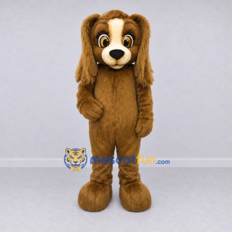 Custom Brown and White Long-Eared Dog Mascot Costume Adult Full Body Suit for Pet Events Custom Brown and White Long-Eared Dog Mascot Costume Adult Full Body Suit for Pet Events