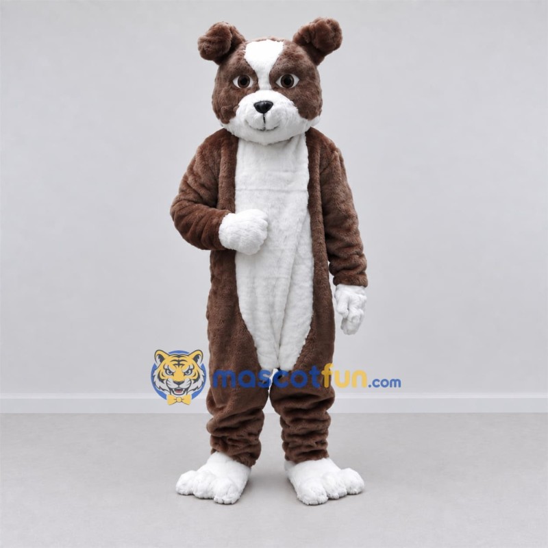 Custom Brown and White Dog Mascot Costume Adult Full Body Suit for Pet Events Custom Brown and White Dog Mascot Costume Adult Full Body Suit for Pet Events