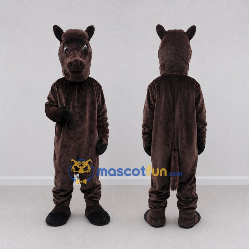 Custom Dark Brown Horse Mascot Costume Adult Full Body Suit for Farm Events
