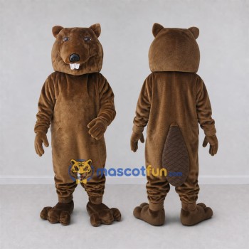 Custom Brown Beaver Mascot Costume Adult Full Body Suit for School Events