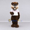 Custom Brown and White Beaver in T-Shirt Mascot Costume Adult Full Body Suit for School Events Custom Brown and White Beaver in T-Shirt Mascot Costume Adult Full Body Suit for School Events
