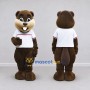 Custom Brown and White Beaver in T-Shirt Mascot Costume Adult Full Body Suit for School Events