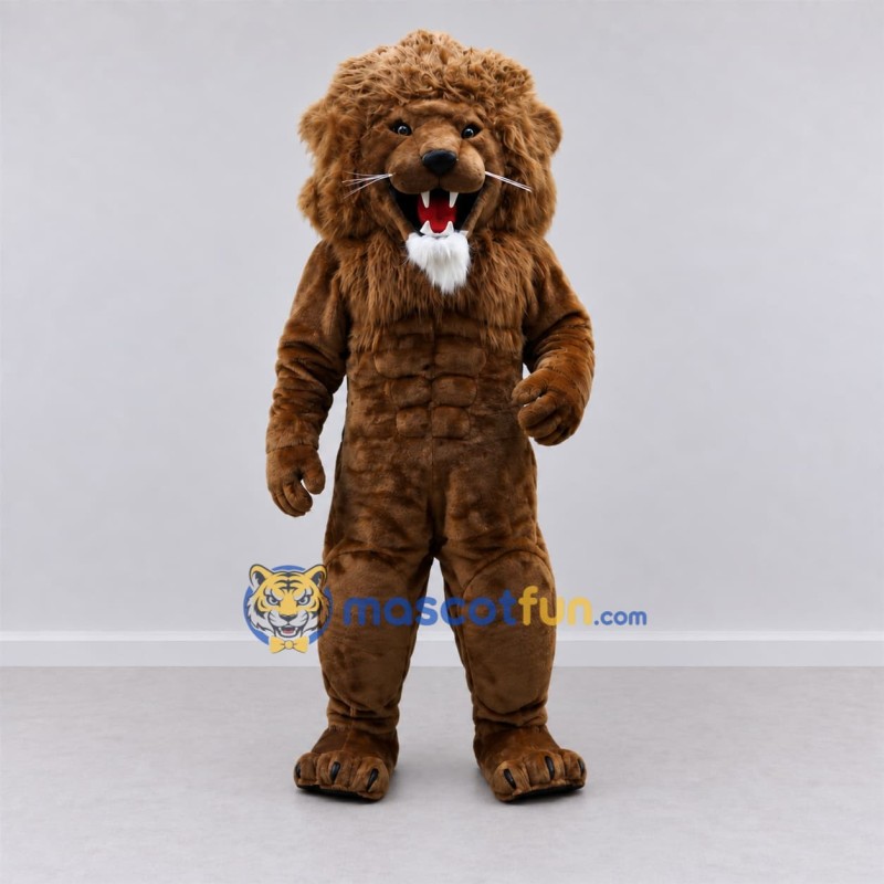 Custom Brown Lion Mascot Costume Adult Full Body Suit for Sports Events Custom Brown Lion Mascot Costume Adult Full Body Suit for Sports Events