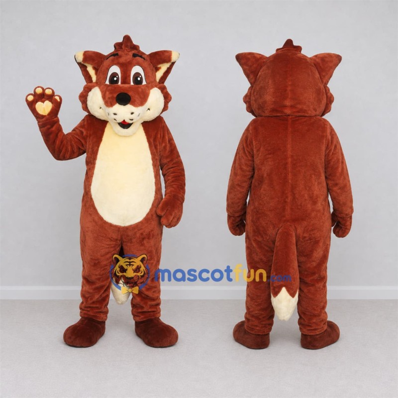 Custom Reddish Brown and Cream Fox Mascot Costume Adult Full Body Suit for Woodland Events