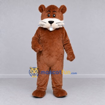 Custom Brown and White Beaver Mascot Costume Adult Full Body Suit for School Events
