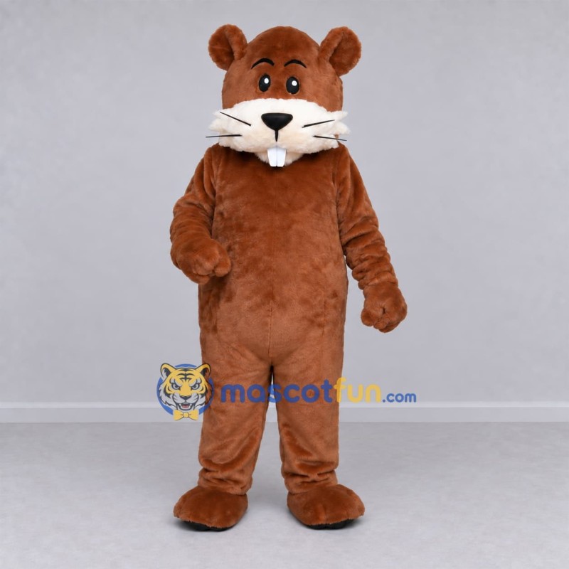 Custom Brown and White Beaver Mascot Costume Adult Full Body Suit for School Events Custom Brown and White Beaver Mascot Costume Adult Full Body Suit for School Events