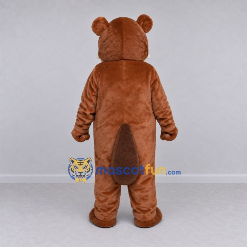 Custom Brown and White Beaver Mascot Costume Adult Full Body Suit for School Events Custom Brown and White Beaver Mascot Costume Adult Full Body Suit for School Events