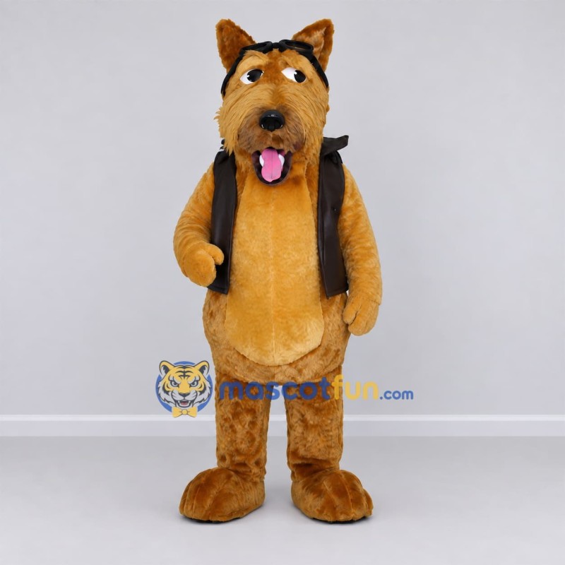 Custom Golden Brown and Black Dog in Vest Mascot Costume Adult Full Body Suit for Pet Events