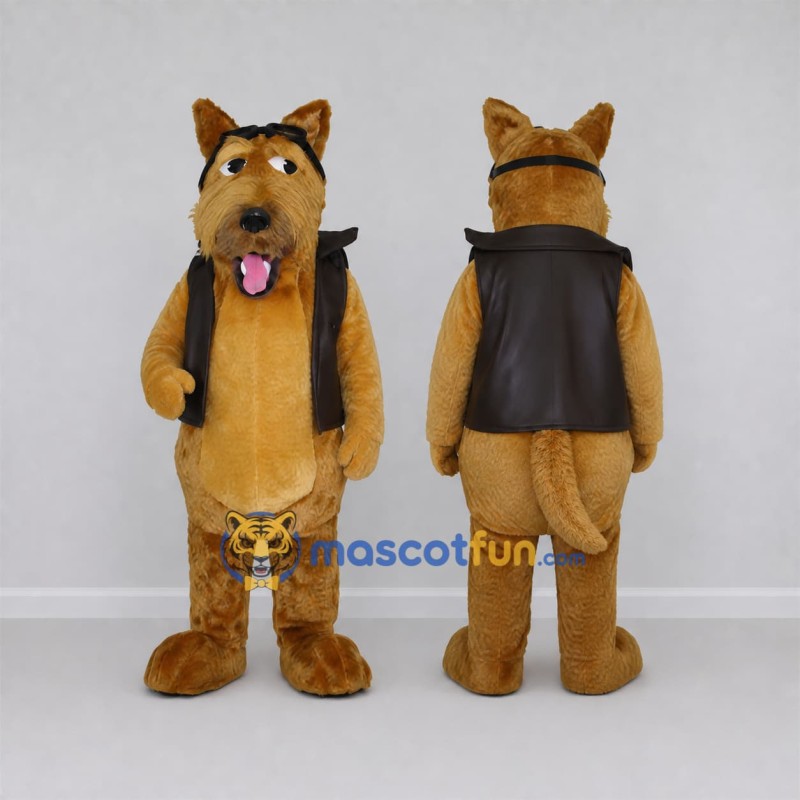 Custom Golden Brown and Black Dog in Vest Mascot Costume Adult Full Body Suit for Pet Events