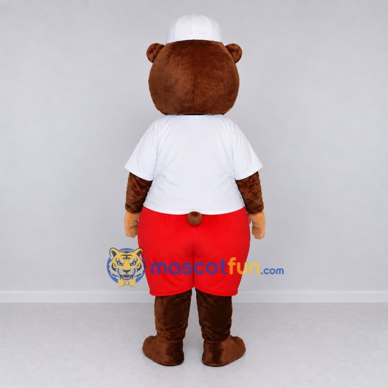 Custom Brown White and Red Bear Mascot Costume Adult Full Body Suit for Children's Events Custom Brown White and Red Bear Mascot Costume Adult Full Body Suit for Children's Events