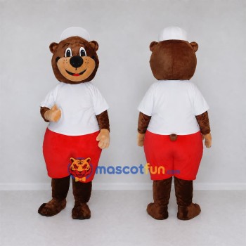 Custom Brown White and Red Bear Mascot Costume Adult Full Body Suit for Children's Events