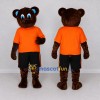 Custom Brown and Orange Bear in T-Shirt Mascot Costume Adult Full Body Suit for School Events