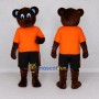 Custom Brown and Orange Bear in T-Shirt Mascot Costume Adult Full Body Suit for School Events