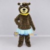 Custom Brown and Light Blue Bear in Skirt Mascot Costume Adult Full Body Suit for Children's Events Custom Brown and Light Blue Bear in Skirt Mascot Costume Adult Full Body Suit for Children's Events