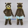 Custom Brown and Light Blue Bear in Skirt Mascot Costume Adult Full Body Suit for Children's Events