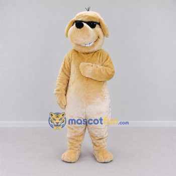 Custom Cream Dog with Sunglasses Mascot Costume Adult Full Body Suit for Pet Events